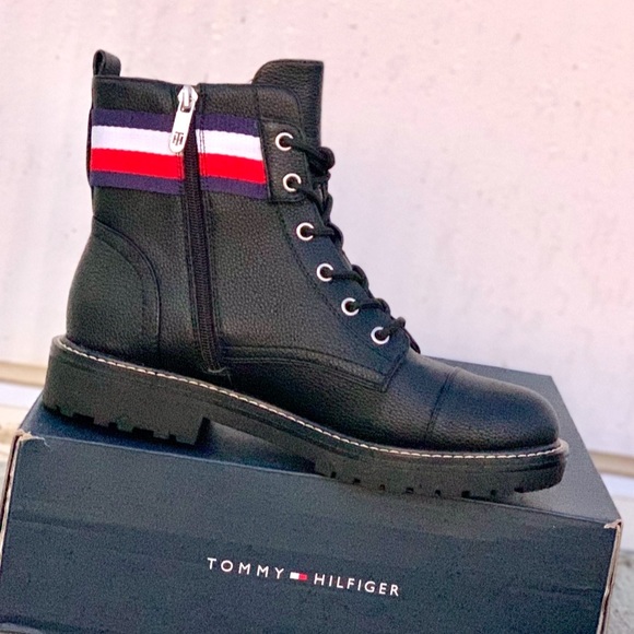 NWT Tommy Hilfiger Black Lavo 2 Moto Combat Boots - Picture 4 of 14